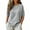 Gray, variant on Women's Round Neck Puff 3/4 Sleeve Drawstring Hem Cotton Linen Casual Blouse Tops