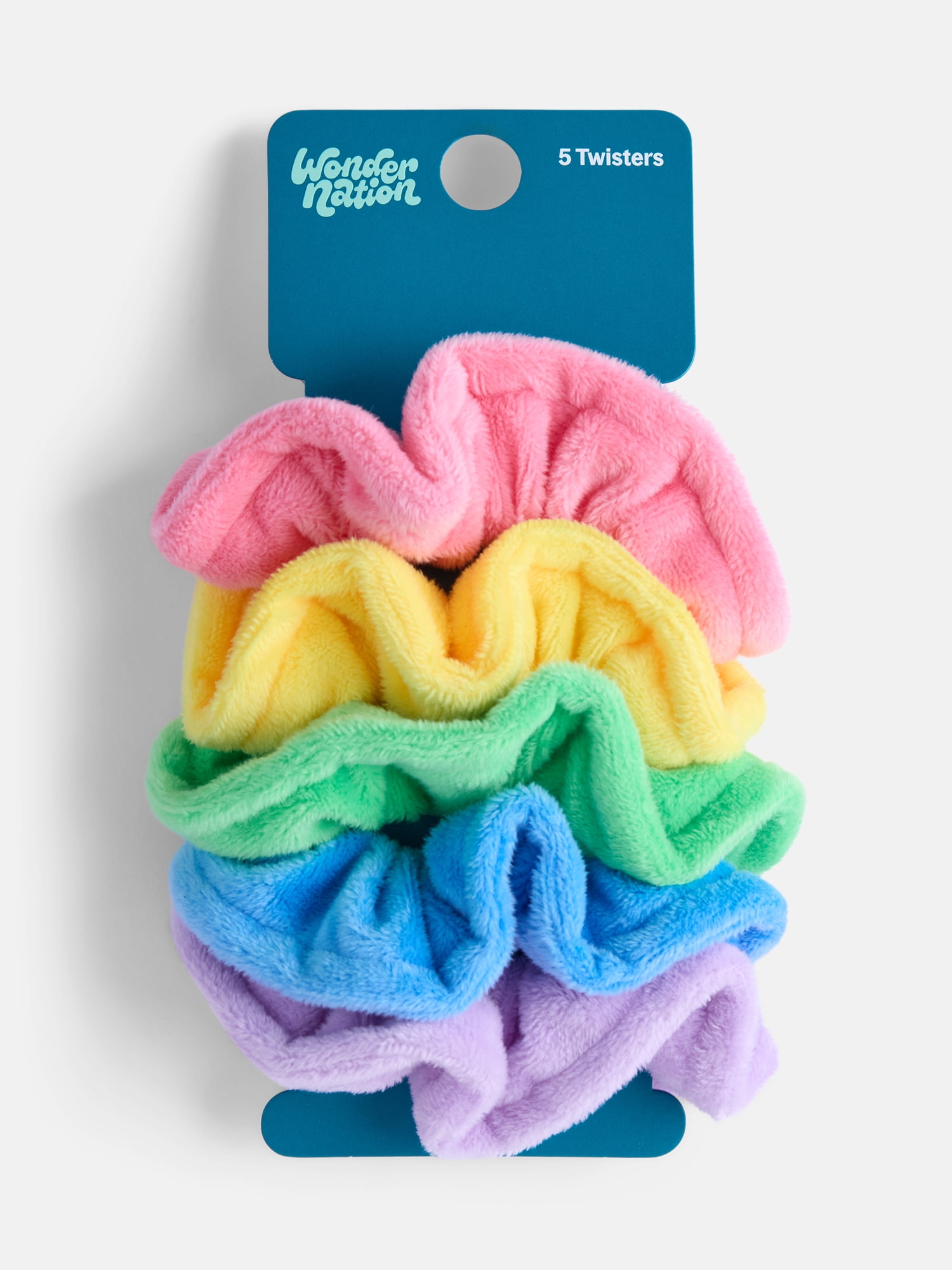 Wonder Nation Girls Rainbow Velour Scrunchies, 5-Pack, Multi