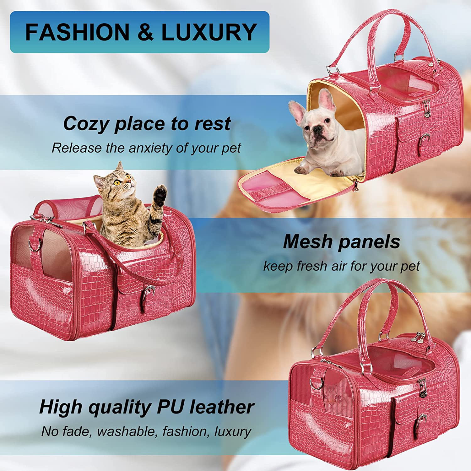 XUYIDAN Fashion Pet Carrier Dog Purse Foldable Dog Cat Handbag