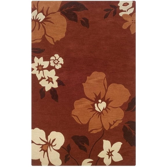 Riverbay Furniture 5' x 7' Transitional Hand Tufted Rug in Rust and Pumpkin