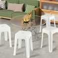 thumbnail image 4 of Easymanie 6-Pack Square Plastic Stool for Sitting, White Plastic Stackable Stool Chairs, 4 of 7