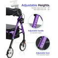 Quicwell Purple Heavy Duty Bariatric Rollator Walker with Backrest
