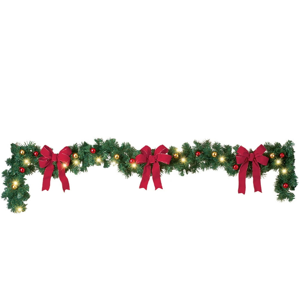 Decorated Solar Lighted Christmas Garland
