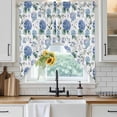 thumbnail image 4 of Blue Spring Floral Kitchen Window Curtains, Swag Curtains Valance for Bedroom Living Room Bathroom, Watercolor Botanical Elegant Rod Pocket Window Treatment Curtain Block Drapes 2 Panels 36"x63", 4 of 9