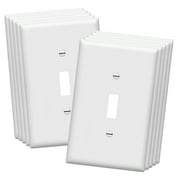 ENERLITES Mid-Size Toggle Light Switch Wall Plate Covers, Gloss Finish, Single Gang, Unbreakable Polycarbonate Thermoplastic, UL Listed, 8811M-W-10PCS, White, 10 Pack