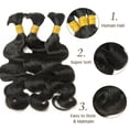 thumbnail image 4 of EAYON Body Wave 100% Unprocessed Virgin Human Braiding Hair for Boho Braids 20 inch 300g Natural Color Thick Knotless Bulk Human Hair for Braiding, 4 of 11