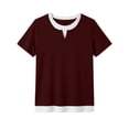 thumbnail image 5 of Levmjia Women's Mock Two Piece T-Shirt, Short Sleeve Round Neck Layered Top, Casual Loose Fit Tee, Everyday Basic Shirt, Soft Stretchy Fabric, 5 of 6