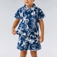 thumbnail image 2 of Toddler Boy Outfits Coconut Tree Print Lapel Short Sleeve Shirt Top And Shorts 2 Piece Everyday Wear Boys' Clothing Sets Size 2-3 Years, 2 of 4