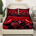 thumbnail image 3 of Erosebridal Red Gamepad Sheet Set King, Gradient Geometry Bedding Sets King Size, Leaf Plant Decor 4-Piece, 3 of 7