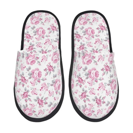 

Sigee Rose Flowers for Cozy Furry Slippers Super Soft Indoor and Outdoor Use Non-Slip Sole Slip On House Slippers-Large