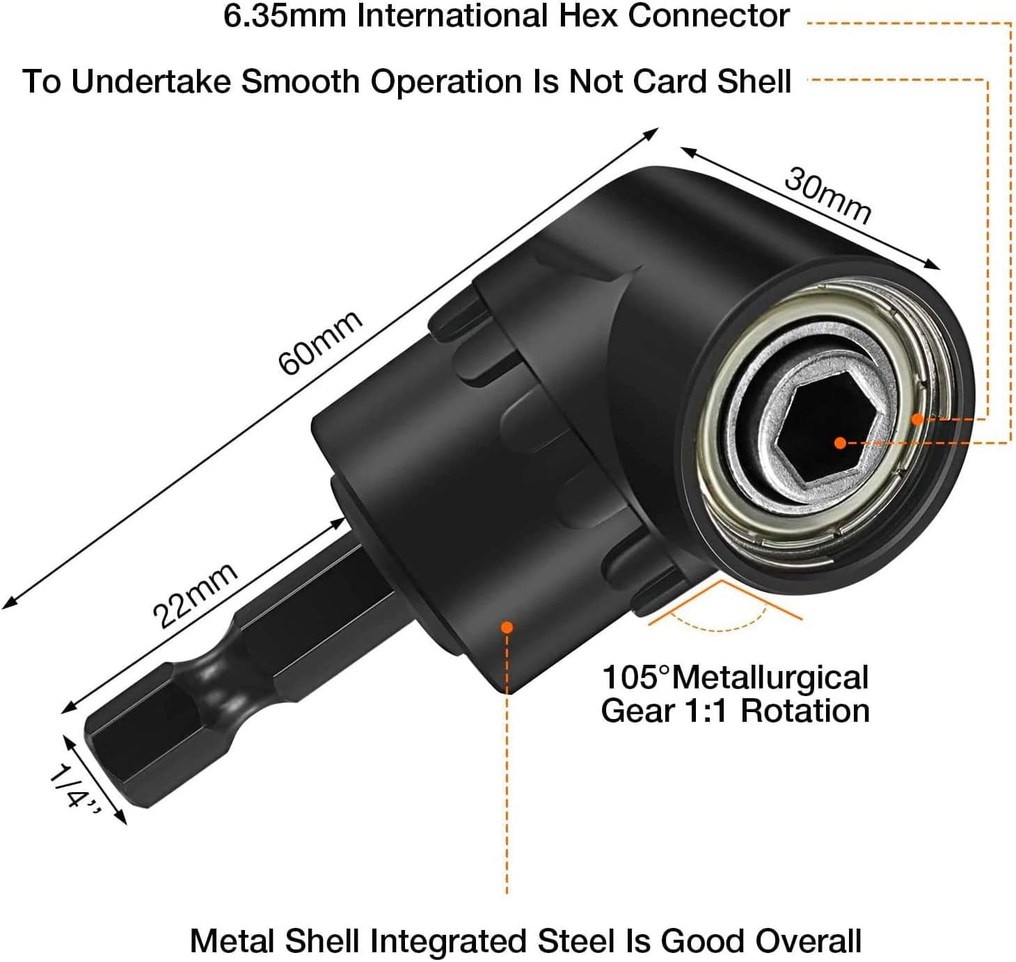 23Pcs Flexible Drill Bit Extension Set 2pc 105° Right Angle Drill Bit Attachment,3pc 1/4, 3/8, 1/2" Hex Adapter Socket,6pc Drill Bit Holder, 10 Short Screwdriver Bits