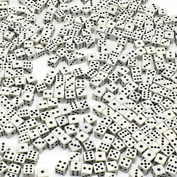 BESTSKY 50 Pcs/Lot 8mm Plastic White Gaming Dice Standard Six Sided Decider Party