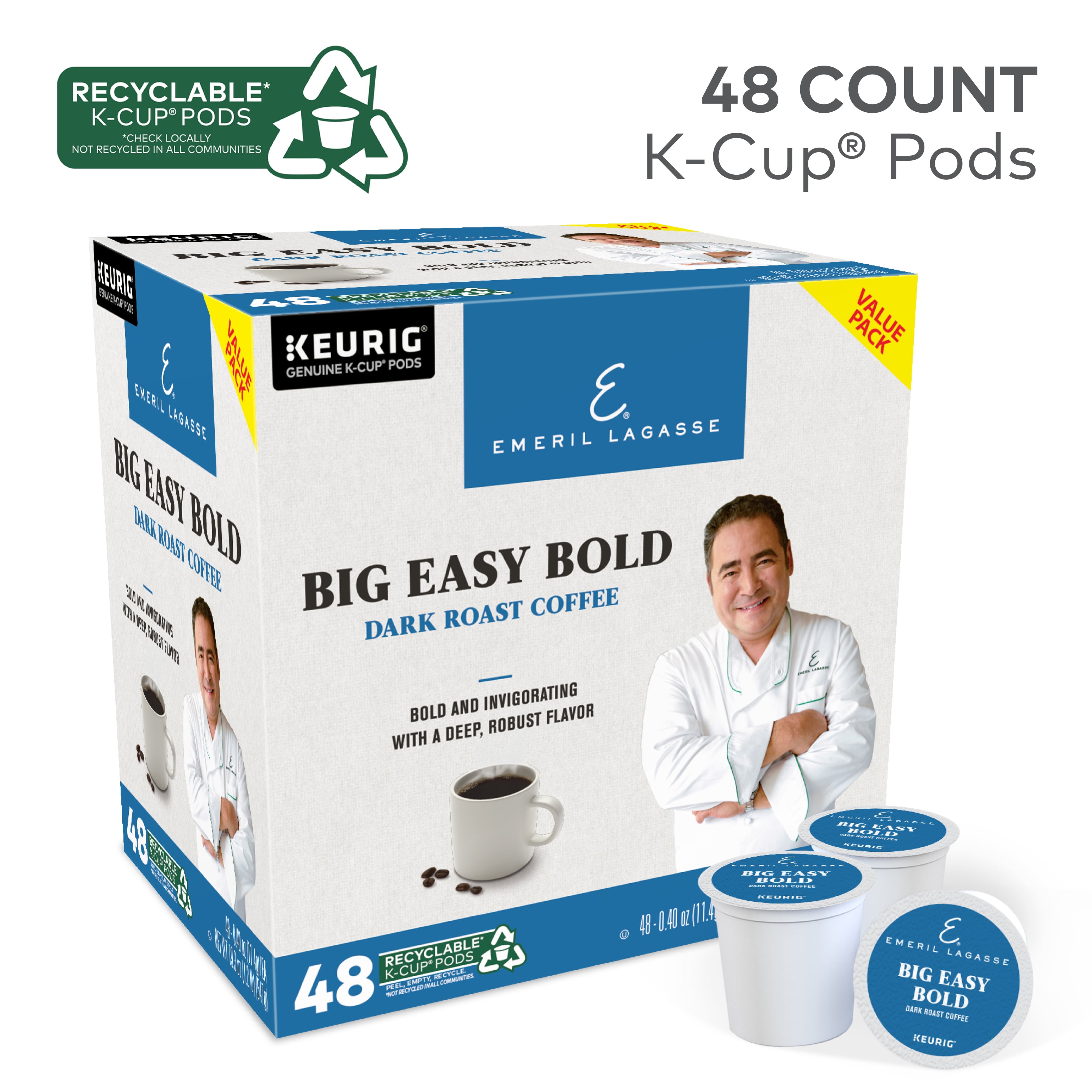 Emeril Big Easy Bold Keurig Single-Serve K-Cup Pods, Dark Roast Coffee, 48 Count
