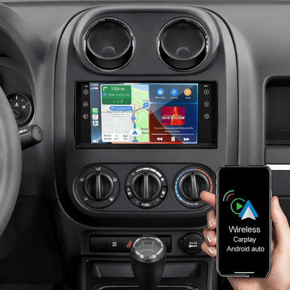 Gsuatey Car Radio for Jeep Patriot 2009-2011 with Wireless Carplay Android Auto, 7 Inch Touch Screen Car Stereo with GPS Navigation Bluetooth FM EQ SWC WiFi Backup Camera