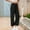 #026-Black, variant on Womens Casual High Waist Solid Color Linen Drawstring Pocket Straight Leg Pants Soft Stretchy For Daily Wear