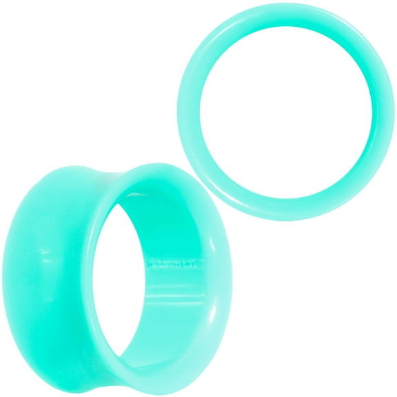 Body Candy Women .945" 2Pc Blue Green UV Acrylic Saddle Plugs Double Flare Plug Tunnel Ear Plug Gauges 24mm