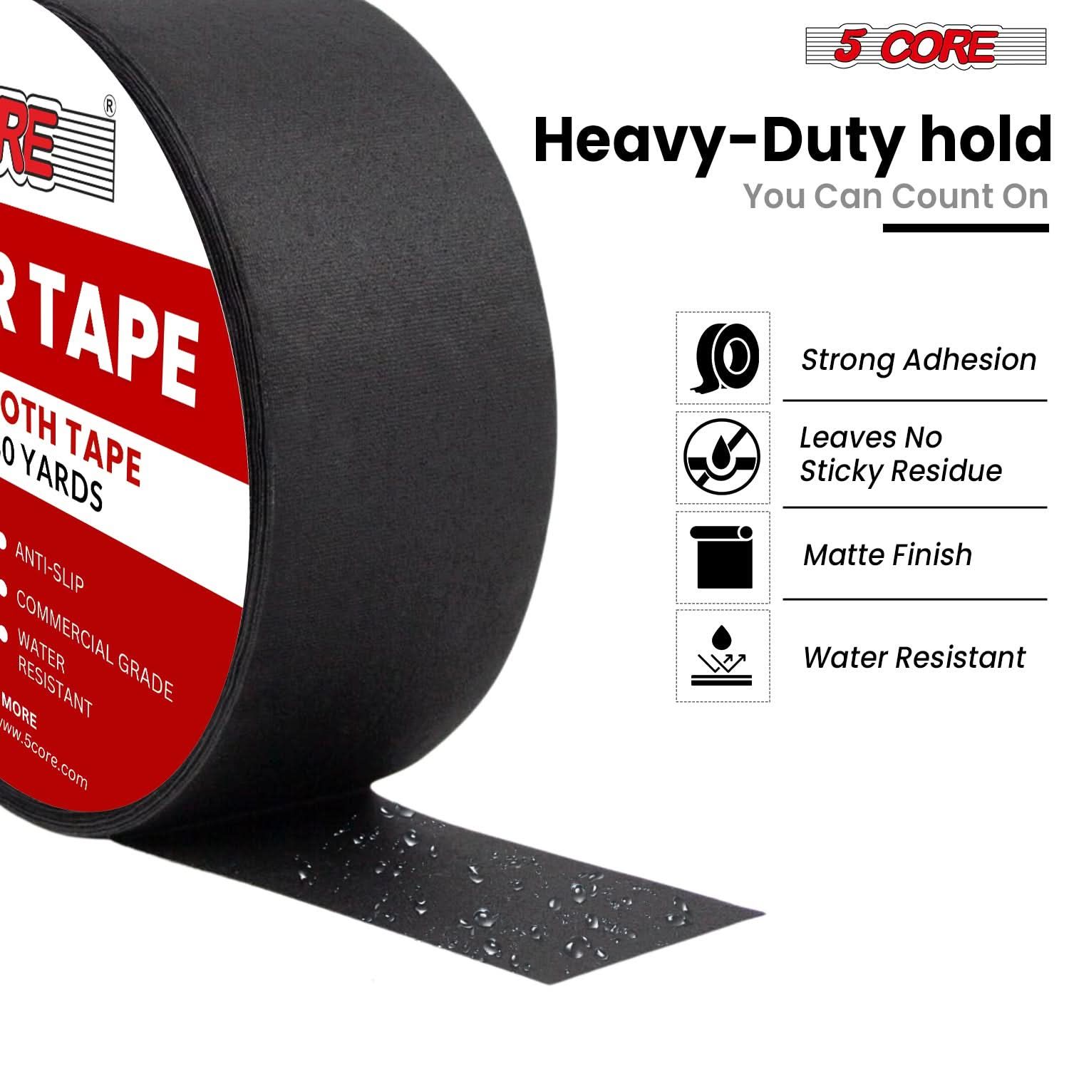 Gaffer Tape 2 Inch x 30 Yards (4-Pack), Professional Grade Cloth Tape, Heavy Duty Matte Black, Residue-Free Removal, Water Resistant for Stage, Studio, Cable Management