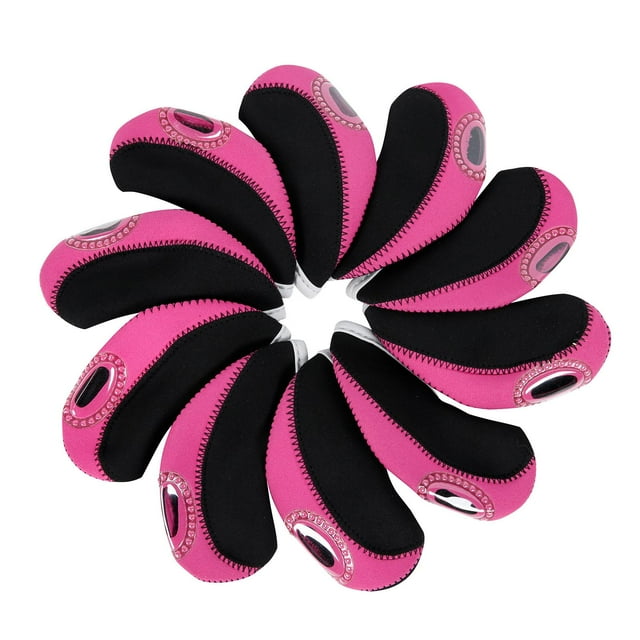 Ensemble de 10 Pcs Couvre-Têtes de Golf Imperméables en Fer Couvre-Tête de Club de Golf Protection Rose