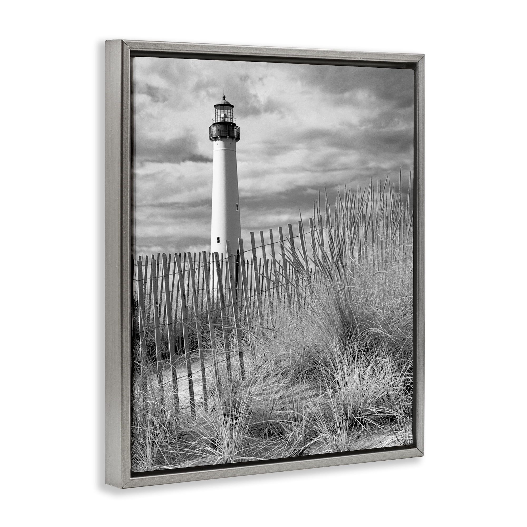 Stupell Industries Cape May Lighthouse View Gray Framed Floater Canvas Wall Art, design by MJ Photography