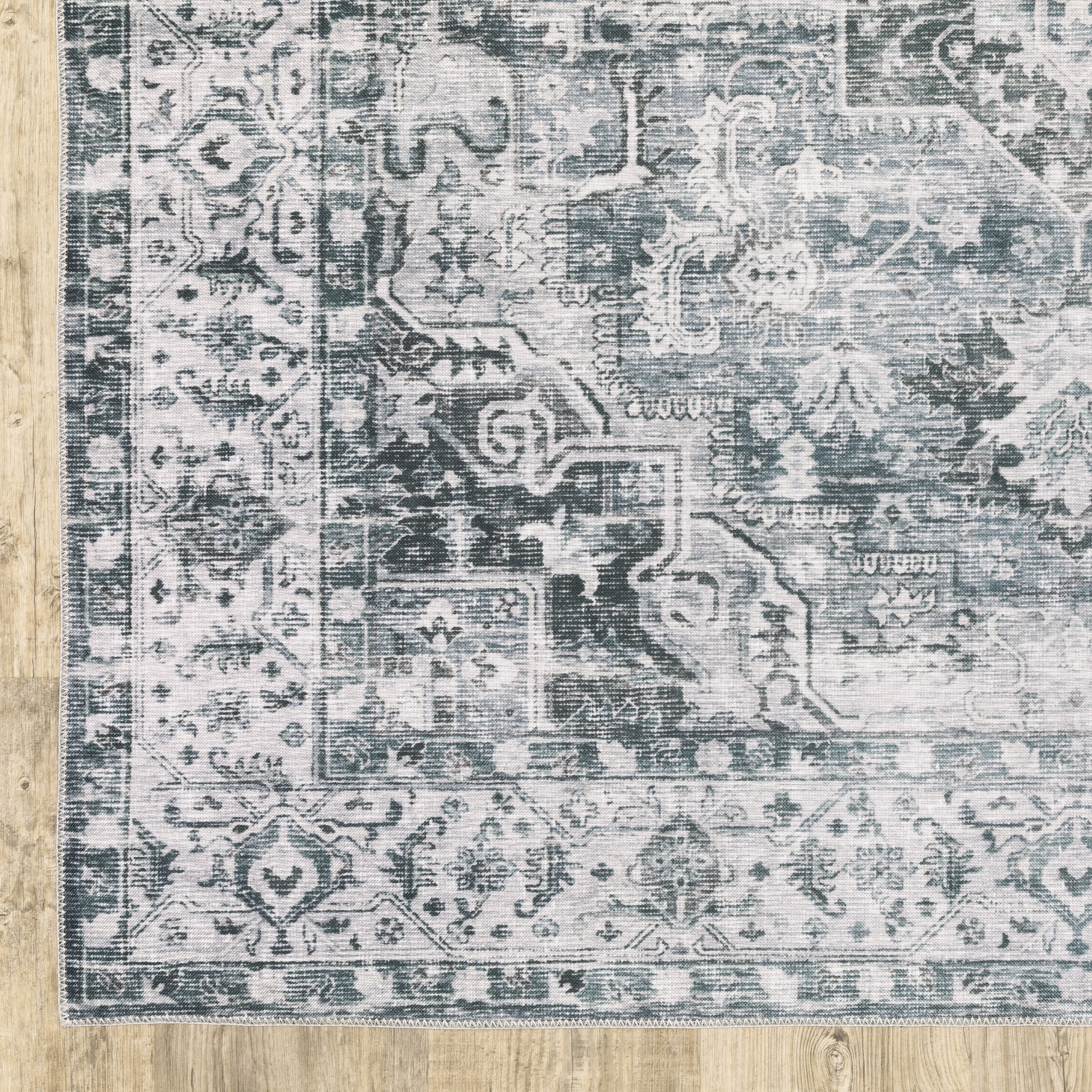 Avalon Home Celeste Washable Center Medallion Charcoal/ Ivory Indoor Area Rug
