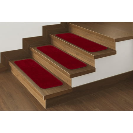 - Ottomanson Comfort Collection Soft Solid Non-Slip Plush Carpet Stair Treads, 5 Pack, 9
