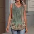 thumbnail image 3 of Kixjoy V Neck Tops for Women Sleeveless Beach Tank Tops Basic Baggy Pleated Shirts Trendy Casual Soft Womens Summer Tops, Army Green XL, 3 of 6