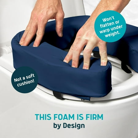 Lunderg Toilet Seat Riser for Seniors - Adds 3 inches. Universal Fit - Raised Toilet Seat Cushion with High-Density Foam for enhanced Comfort & Elevation. Easy to Clean. Post-Surgery Must have (Blue)