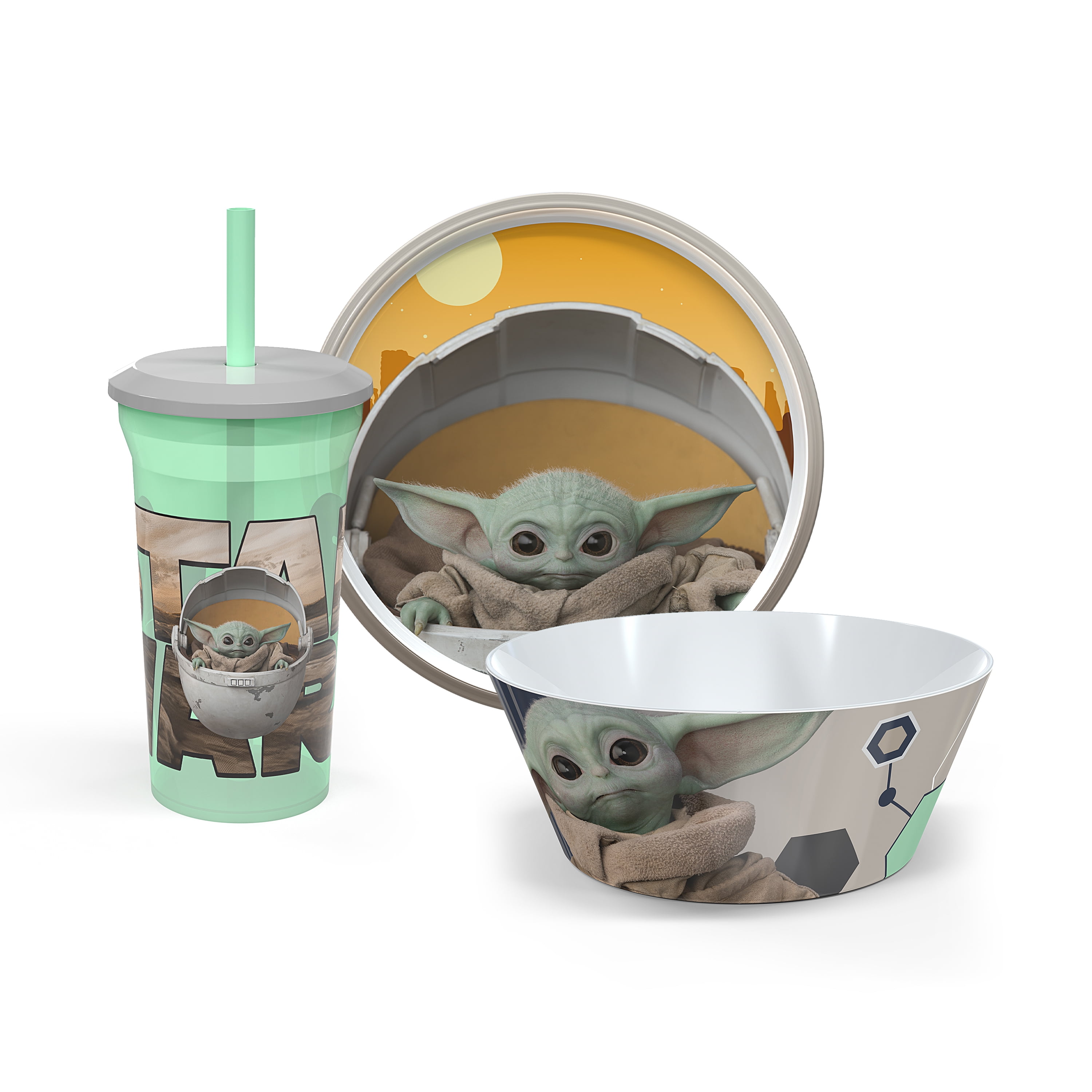 Disney Parks Star Wars Yoda Plastic Stacking Meal Set Bowl Plate Cup
