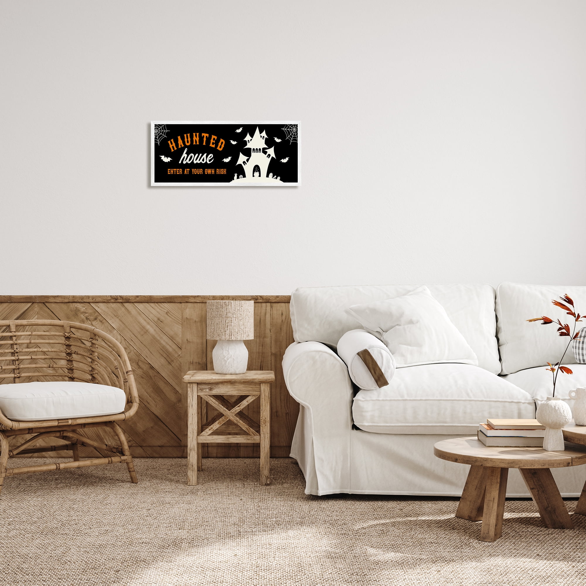 Haunted Hoe Enter at Own Risk Spooky Halloween 24 in x 10 in Framed Painting Art Prints, by Stupell Home Décor