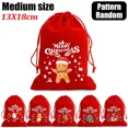 thumbnail image 3 of 20/1 piezas de bolsas de terciopelo rojo para Navidad, bolsa con cordón para envolver dulces de Papá Noel, bolsa de almacenamiento para decoración de fiestas de Año Nuevo, 3 of 5