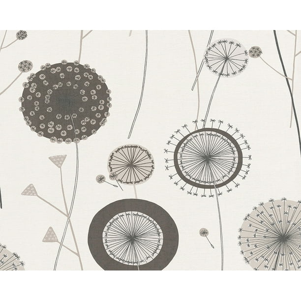 PANDORA - Tissu Fleur Fronde Graphique Rayé Papier Peint Rouleau Décoration Murale