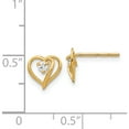 thumbnail image 2 of 14K Yellow Gold Aa Diamond Heart Earrings (8 X 8) Made In United States xe40aa, 2 of 5
