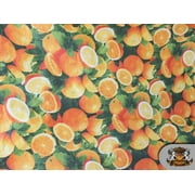 Polycotton Printed ORANGES Fabric / 60" Wide / Sold by the Yard