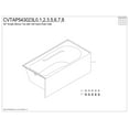 thumbnail image 4 of Aqua Eden CVTAP543023L7 54" Acrylic Rectangular 3-Wall Alcove Tub with Armrests, Left Hand Drain, Glossy White/Brushed Brass, 4 of 4