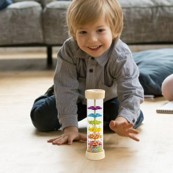 Tubo de plástico con sonido de lluvia: sonidos relajantes, desarrollo sensorial, portátil, para bebés de 6 a 12 meses y niños pequeños