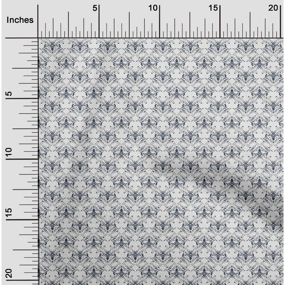 oneOone Silk Tabby Indigo Blue Fabric Shapes Geometric Dress Material Fabric Print Fabric By The Yard 42 Inch Wide