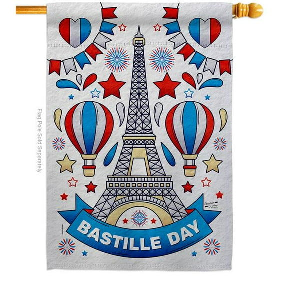 Angeleno Heritage H130393-BO 28 x 40 in. Bastille Day Regional Double-Sided Vertical Decorative House Flag