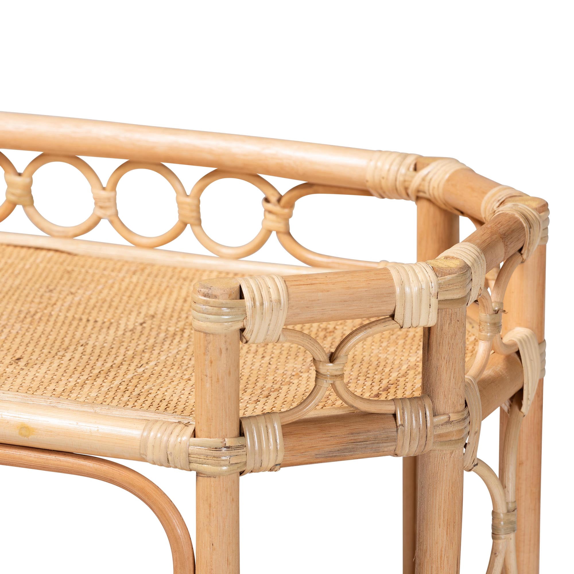 bali & pari Rene Boho Kitchen Cart, 2-Tier, Natural Rattan