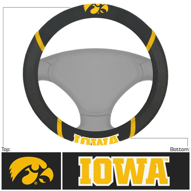 14903 Fanmats College NCAA University of Iowa 15 Inch x 15 Inch soft grippy mesh embroidered team logo washable Automotive Accessory vehicle Car Steering Wheel Cover
