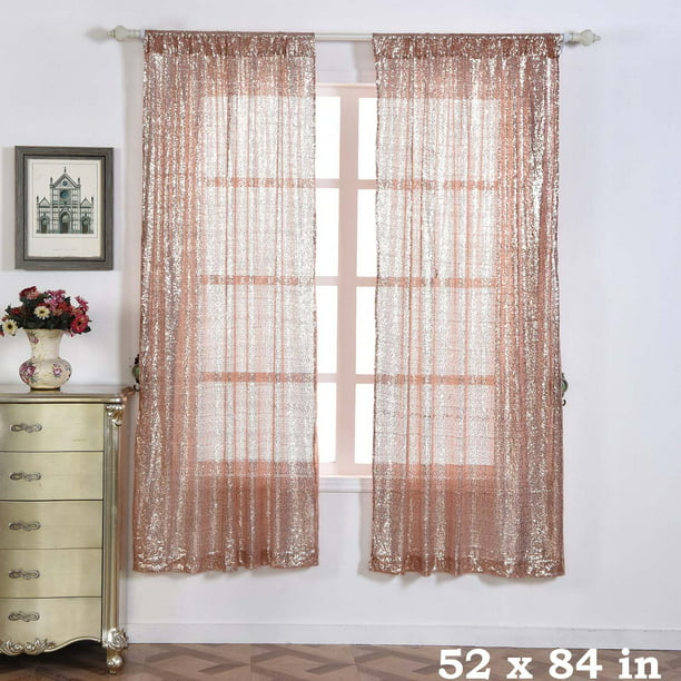 Balsacircle 52 X 84 Inch Blush Sequined, 84 Inch Curtains With Valance