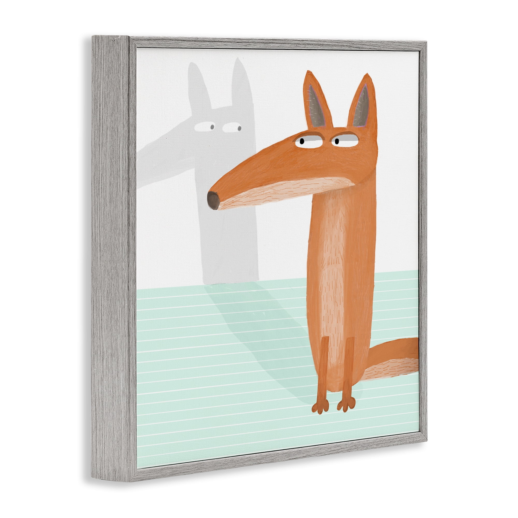 Stupell Industries Whimsical Fox Shadow Gray Framed Giclee Art, design by Carla Daly