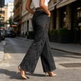 thumbnail image 7 of Zormilly Wide Leg Jeans for Women High Waisted Lace Spliced Stretchy Jeans, S-3XL, 7 of 7