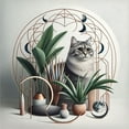 thumbnail image 3 of Ambesonne Cat Duvet Cover Set, Kitty in a Noble Pose Bohemian, Twin, Grey Green Pale Rust, 3 of 3