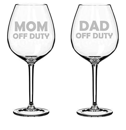 Wine Glass White Red 10oz Set of 2 Funny Couple Parents Mommy Daddy Juice 