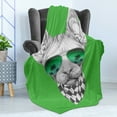 thumbnail image 4 of Whimsical Soft Flannel Fleece Blanket, Whimsical Portrait Illustration of Sphynx Cat with Sunglasses and Scarf, Cozy Plush for Indoor and Outdoor Use, 50" x 70", Fern Green and Grey, by Ambesonne, 4 of 5