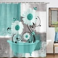 thumbnail image 6 of Green Daisy Flower Shower Curtain, Farmhouse Floral and Butterfly in Bathtub Shower Curtains for Bathroom, Rustic Country Abstract Geometric Floral Bath Decor Bathtub Set with 12 Hooks 70X70in, 6 of 6