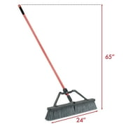 Libman 24 inch Heavy-Duty Push Broom for Rough Surfaces with Red and Black Bristles