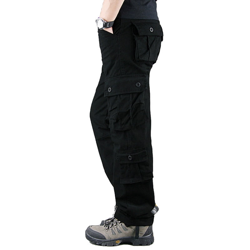Men's Loose Straight Cargo Pants Casual Elastic Waist Slim Pocket Work Pants  Street Fashion Sports Jogging Pants - Walmart.com