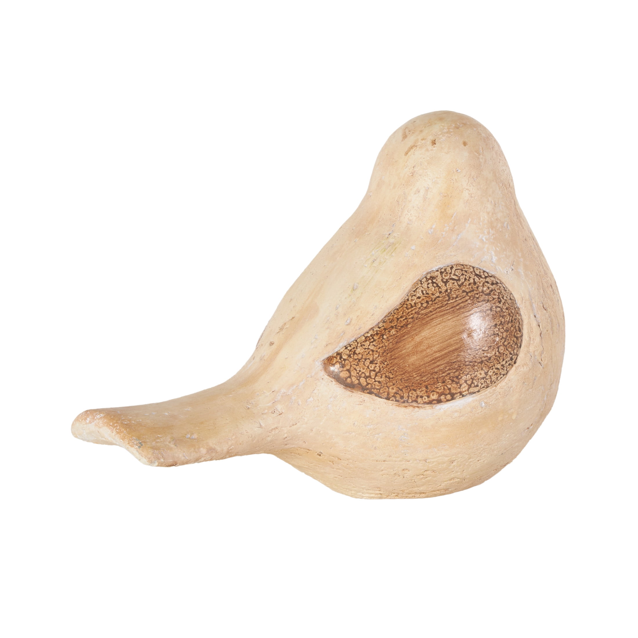 DecMode 9" Sitting Bird Garden Sculpture with Brown Accents