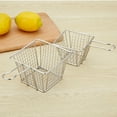 thumbnail image 4 of Mini Square Fry Basket Reusable Holder Fry Chip Basket 3.54Inch/2.55Inch Stainless Steel Food Baskets Silver for Kitchen Restaurant Party Barbecue Pack of 2, 4 of 7